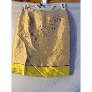 Ann Taylor Cream and Yellow Pencil Skirt